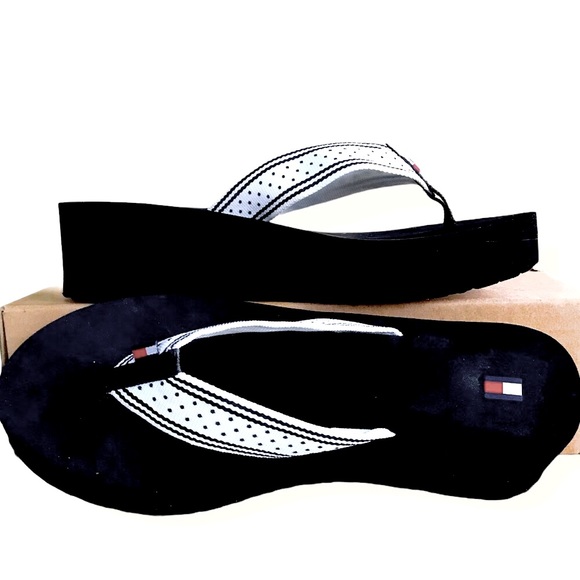 Tommy Hilfiger Shoes - Tommy Hilfiger White/Black Polka Dot Wedge Size 6M
